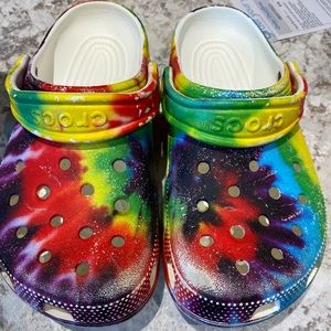 Tie-dye crocs
